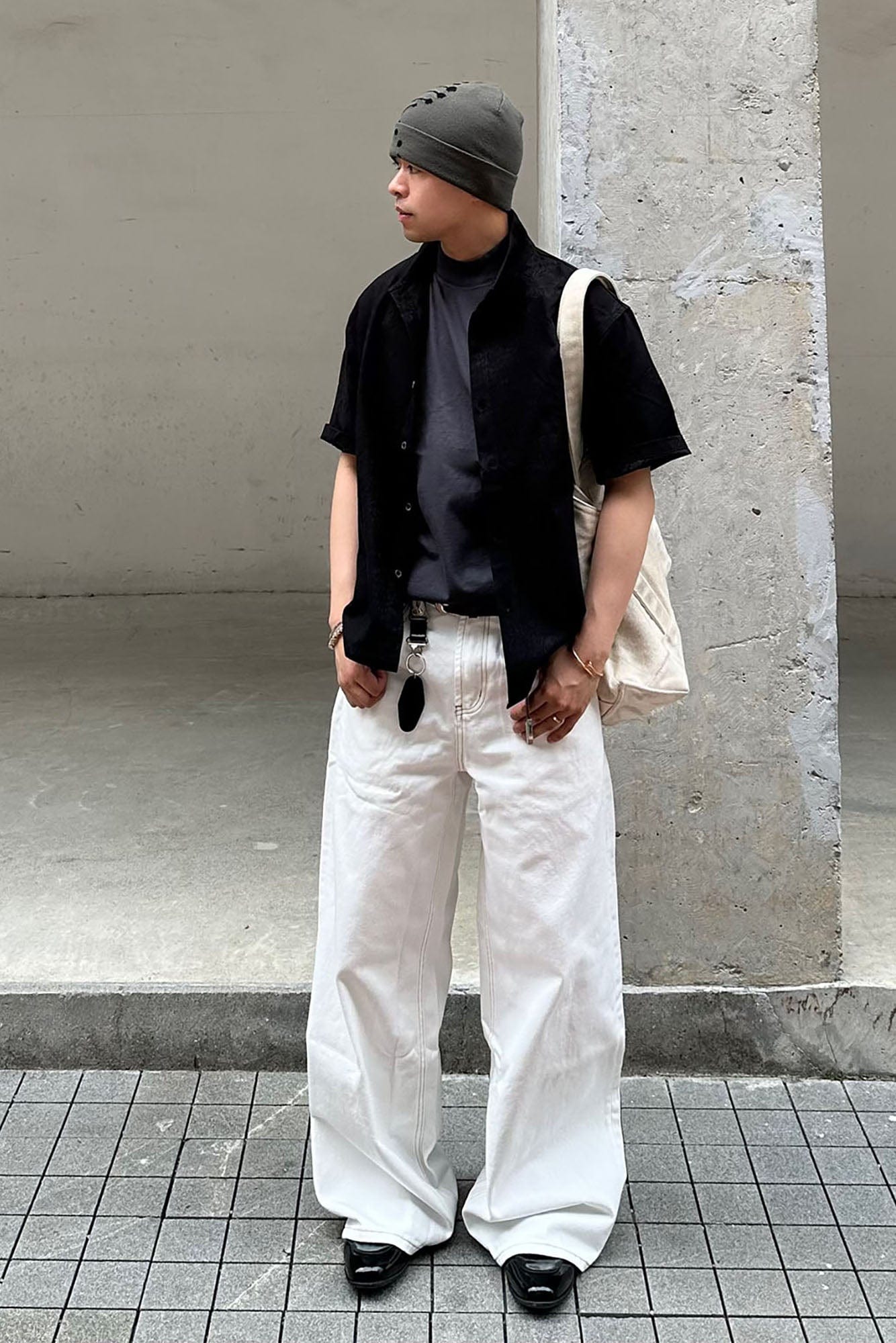 OKAYTHXBYE Floral Embossed Stand Collar Shirt-Half shirt-S-White-Free Shipping Leatheretro