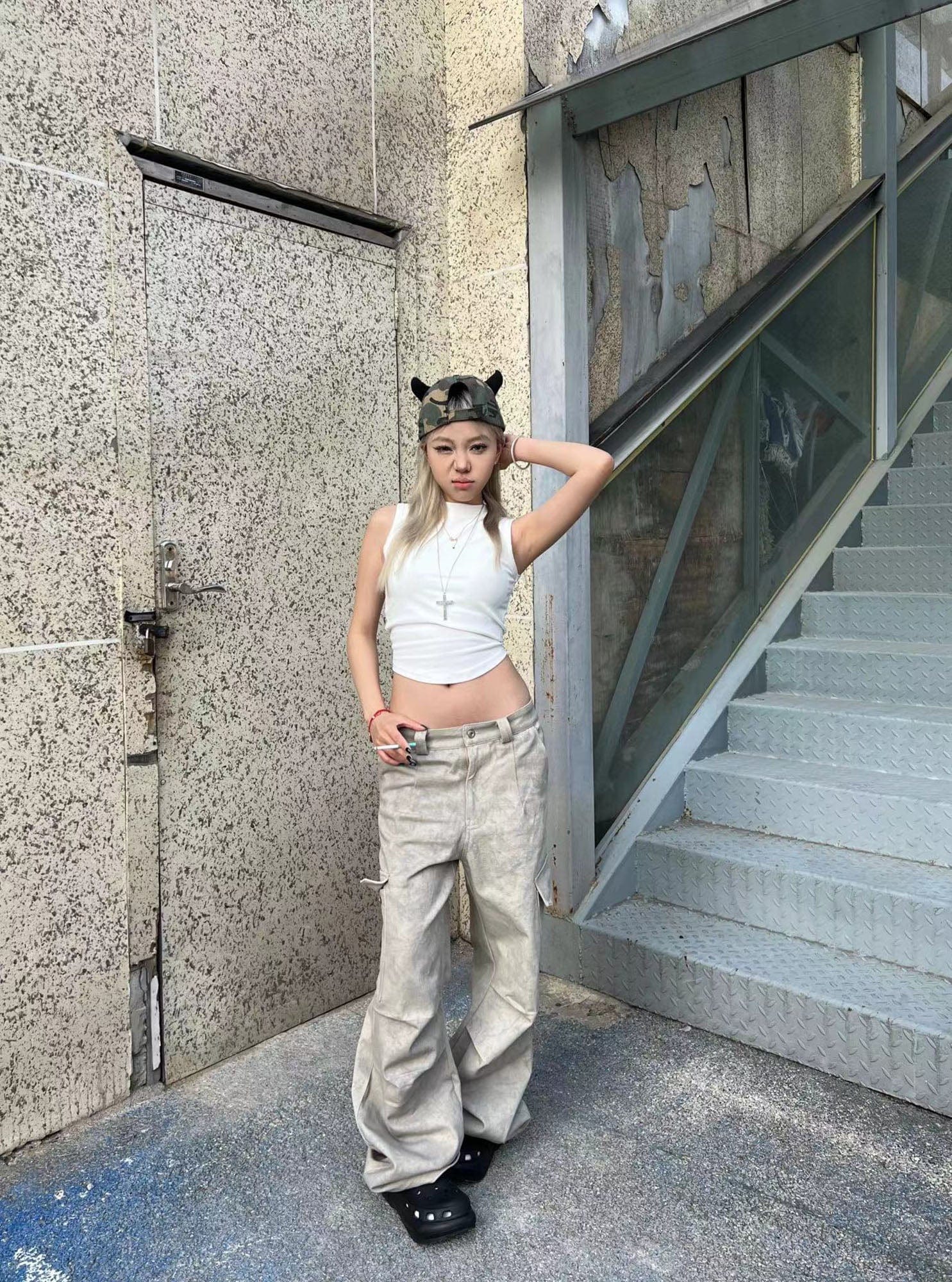 OKAYTHXBYE Subtle Marble Multi-Pocket Cargo Pants-Pants-XS-Free Shipping Leatheretro