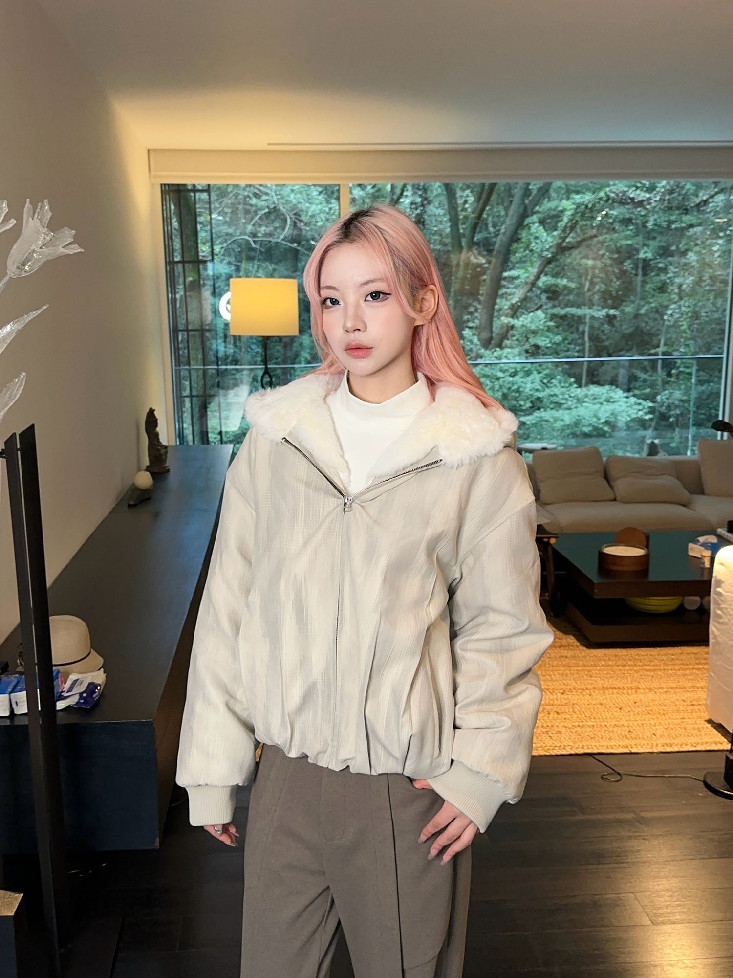 OKAYTHXBYE Faux Mink Lined Hooded Bomber Jacket-Jacket-S-Black-Free Shipping Leatheretro