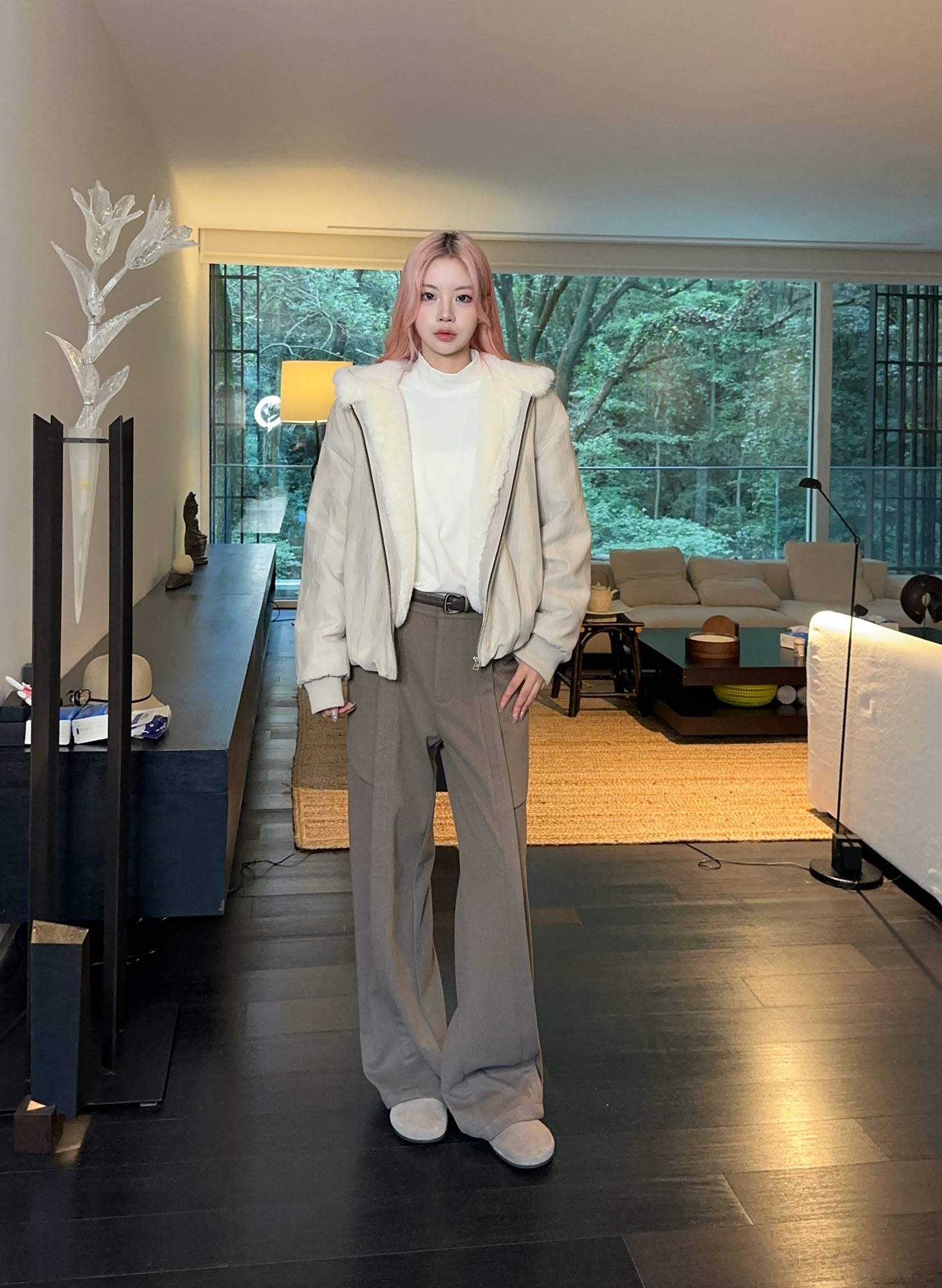 OKAYTHXBYE Faux Mink Lined Hooded Bomber Jacket-Jacket-S-Black-Free Shipping Leatheretro