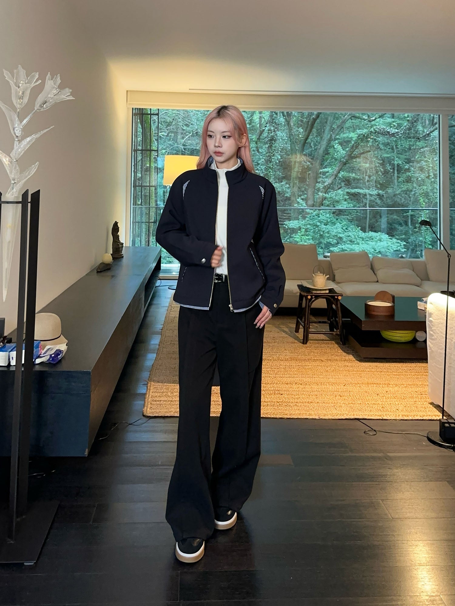 OKAYTHXBYE Gingham Panel Wool-Filled Jacket-Jacket-S-Free Shipping Leatheretro