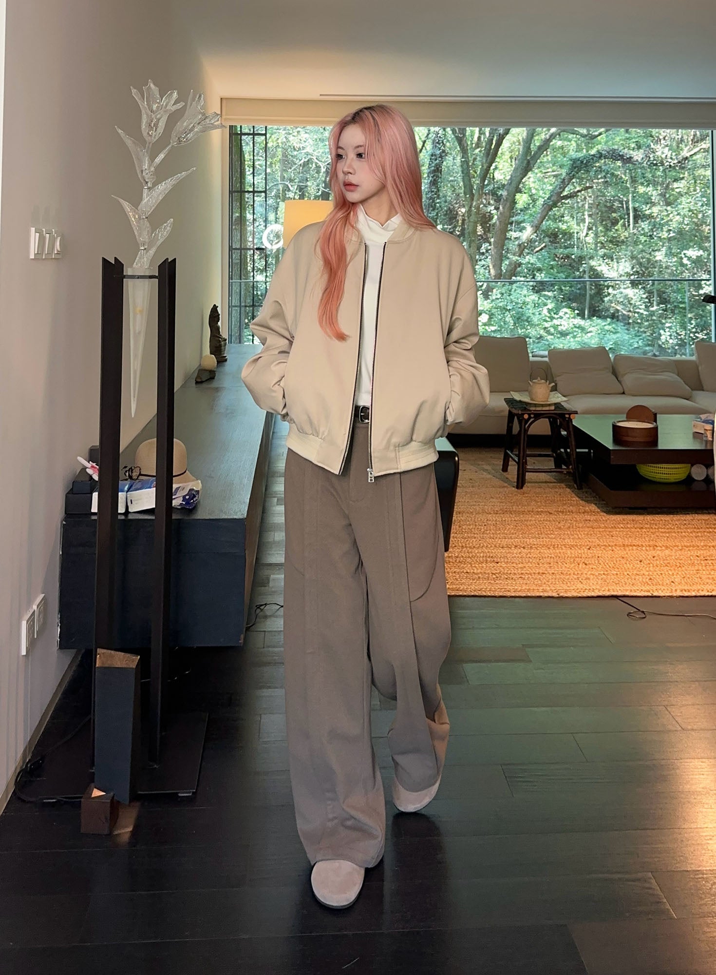 OKAYTHXBYE Wool-Filled Bomber Jacket-Jacket-S-Khaki-Free Shipping Leatheretro