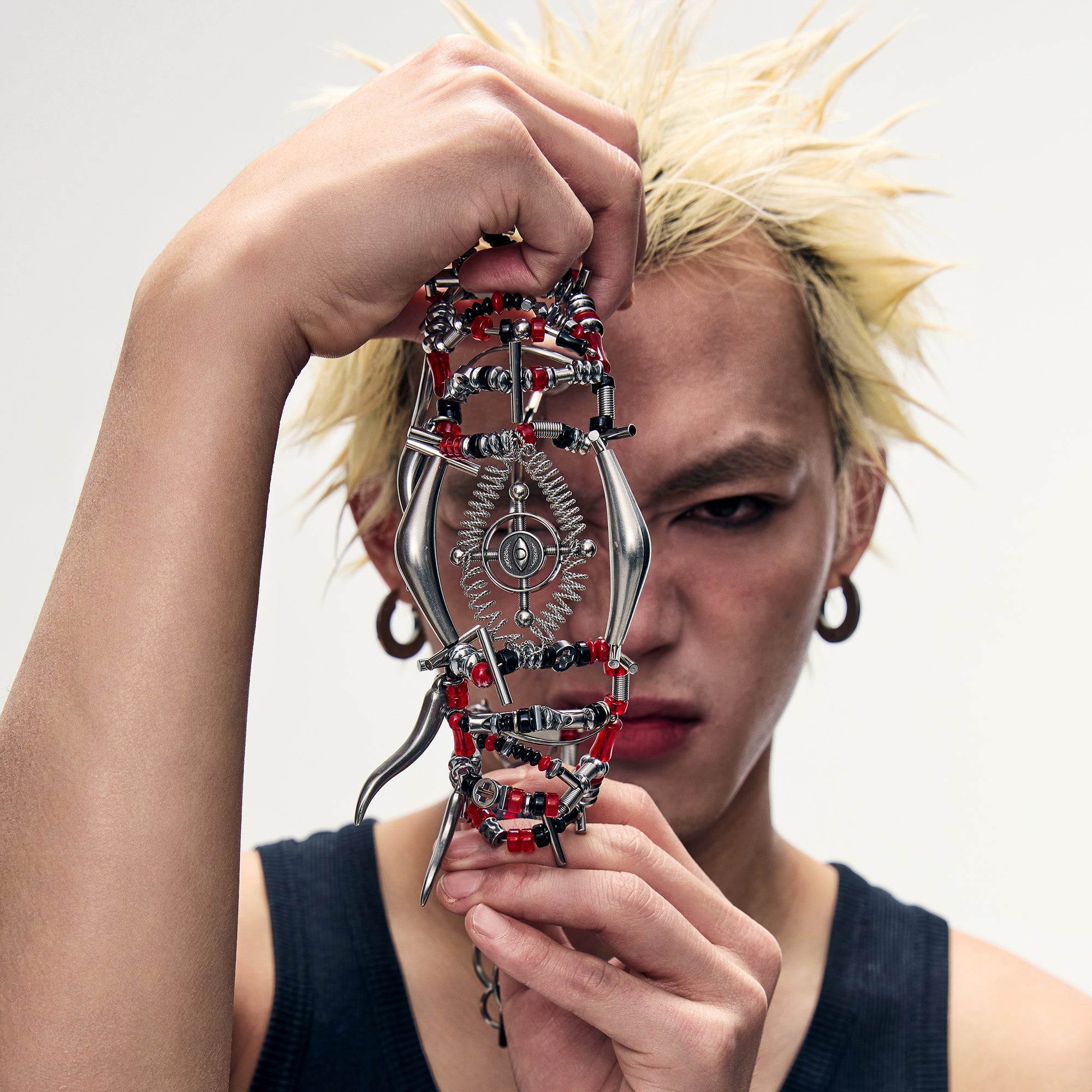 NUNKNOTX Red-Eye Mechanism Choker-Earring-Standard Length (Preorder)-Free Shipping Leatheretro