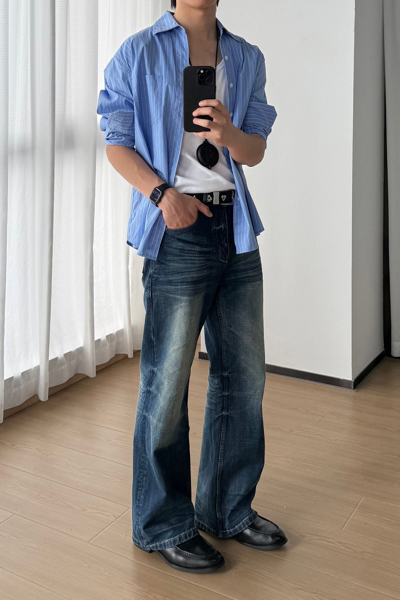 OKAYTHXBYE Wrinkled Washed Wide-Leg Jeans-Jeans-S-Free Shipping Leatheretro