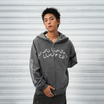 VINKID Reversible Arabic Script Pigeon Hooded Jacket-Jacket-S-Free Shipping Leatheretro