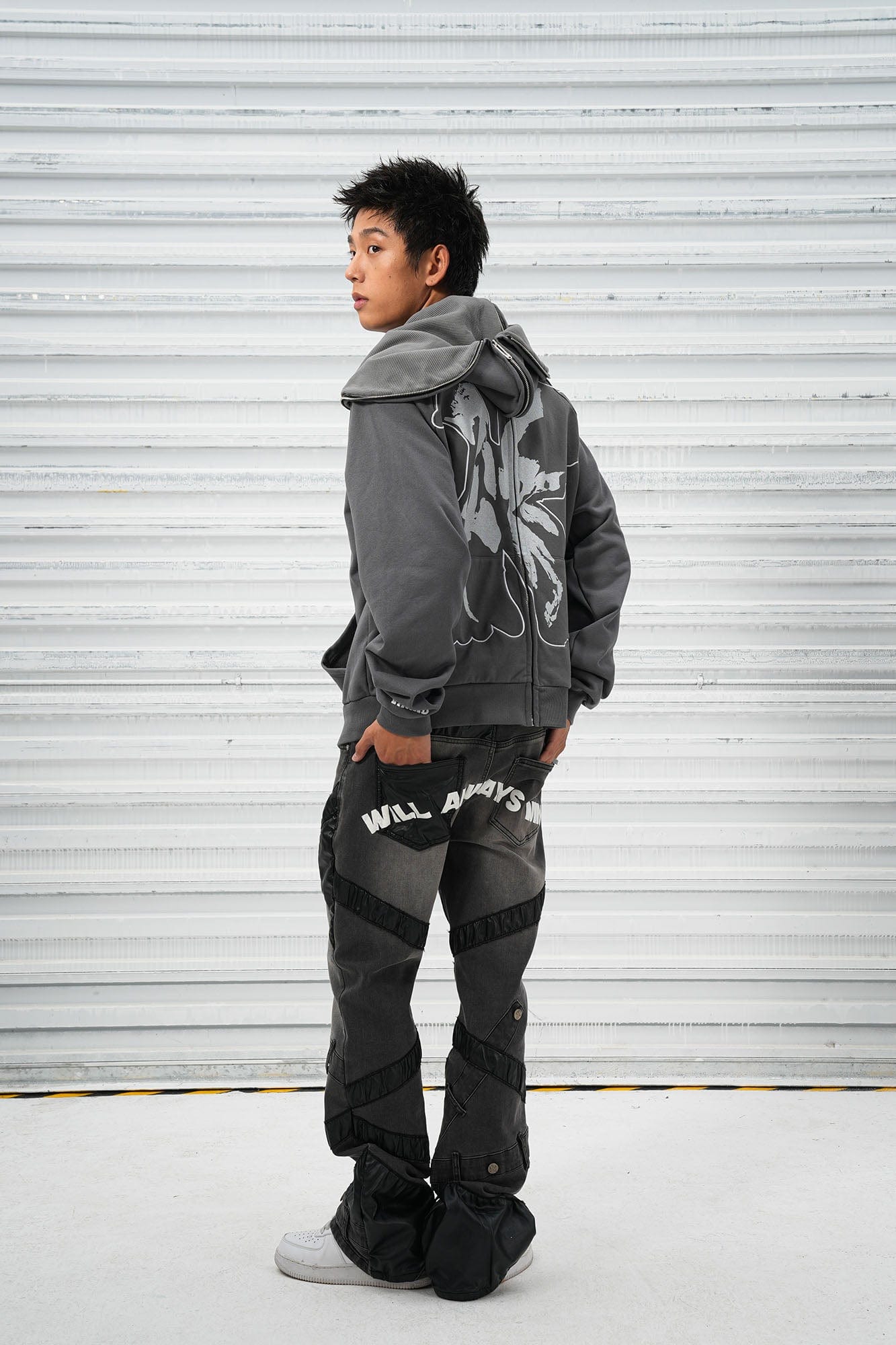 VINKID Reversible Arabic Script Pigeon Hooded Jacket-Jacket-S-Free Shipping Leatheretro