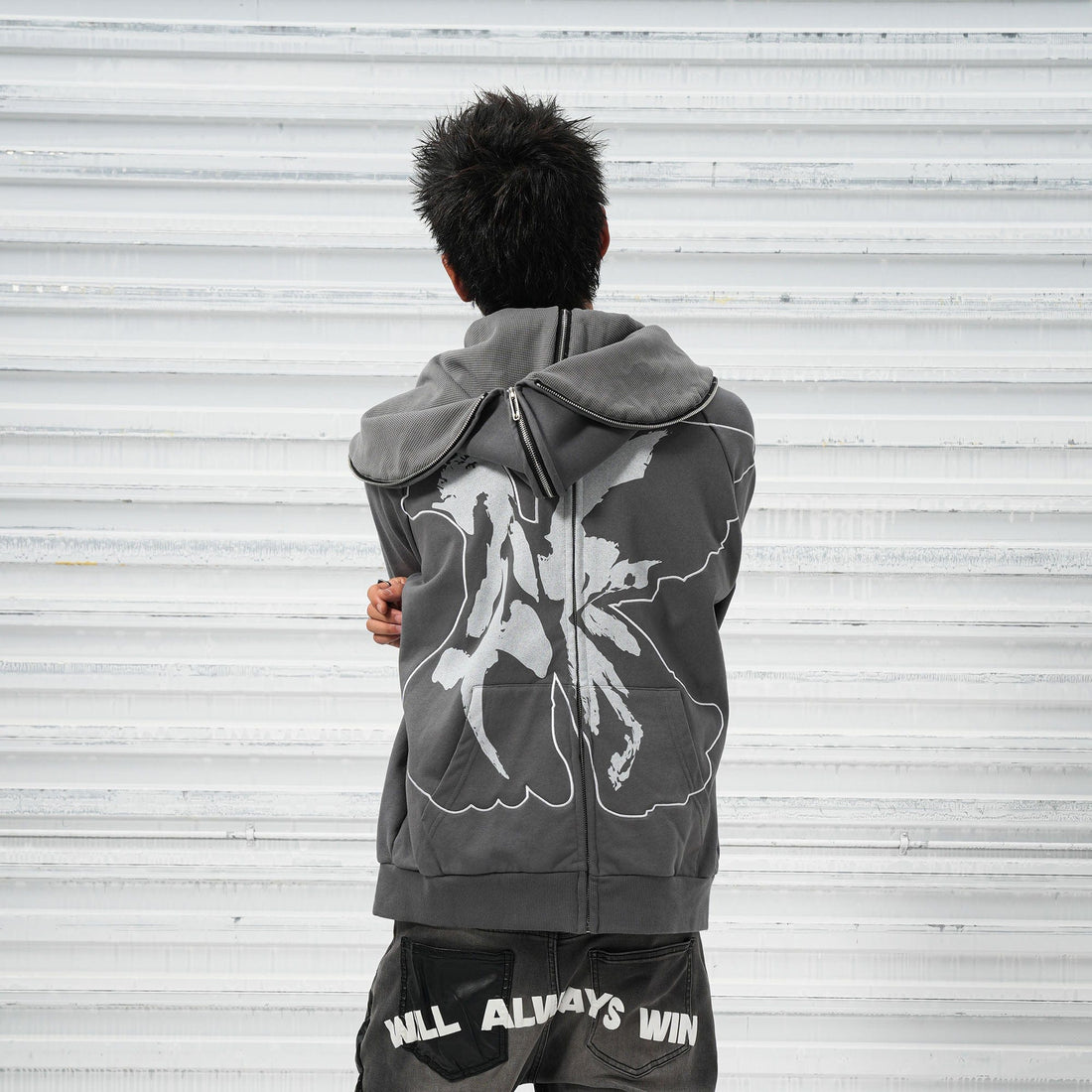 VINKID Reversible Arabic Script Pigeon Hooded Jacket-Jacket-S-Free Shipping Leatheretro