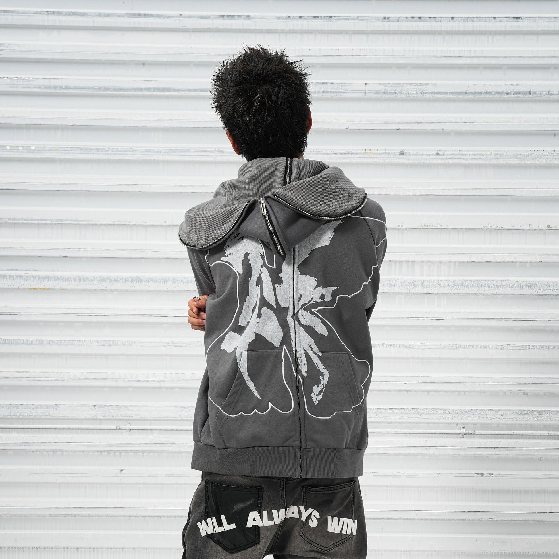 VINKID Reversible Arabic Script Pigeon Hooded Jacket-Jacket-S-Free Shipping Leatheretro