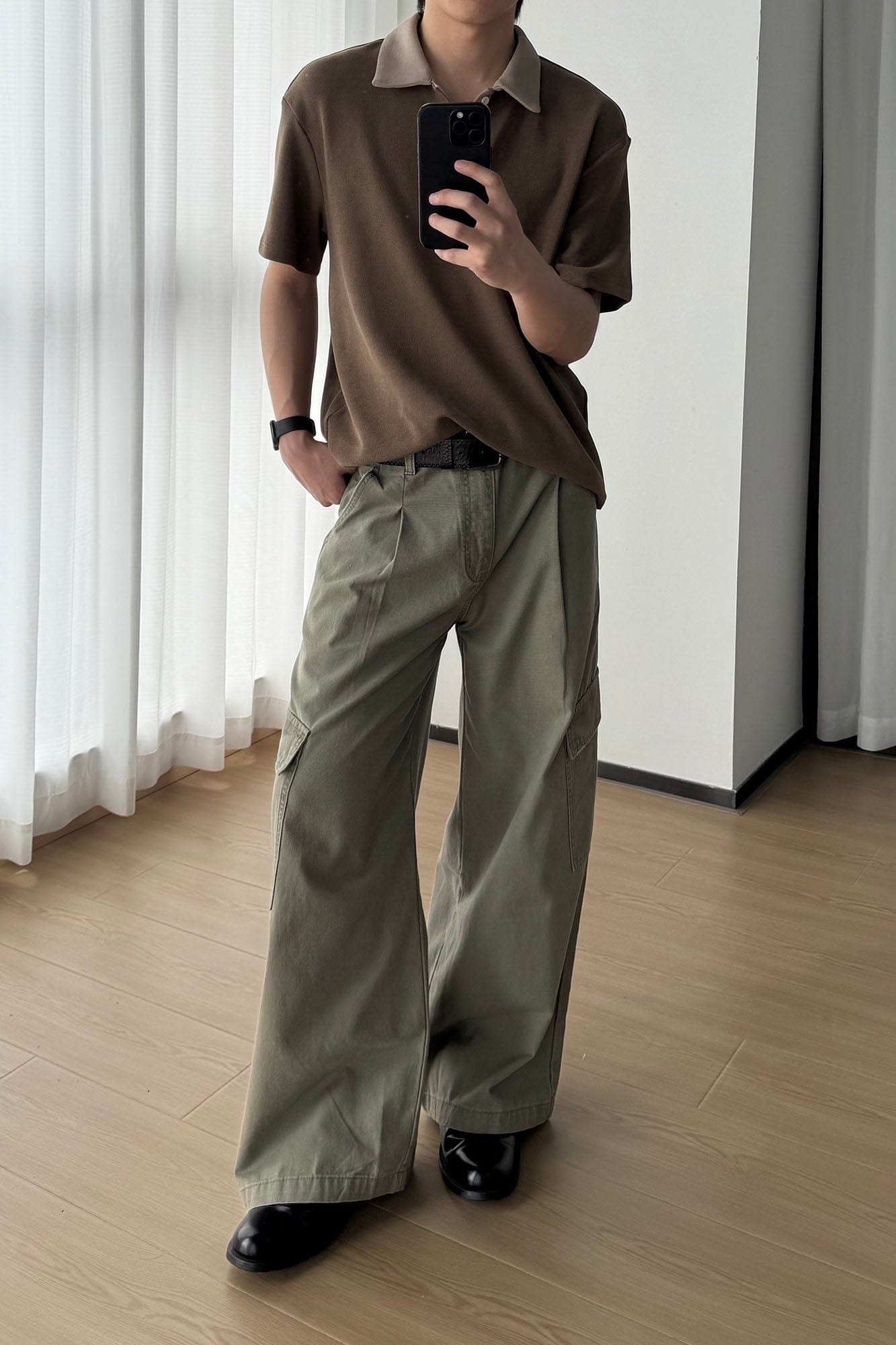 OKAYTHXBYE Pleated Utility Baggy Cargo Pants-Pants-Black-S-Free Shipping Leatheretro