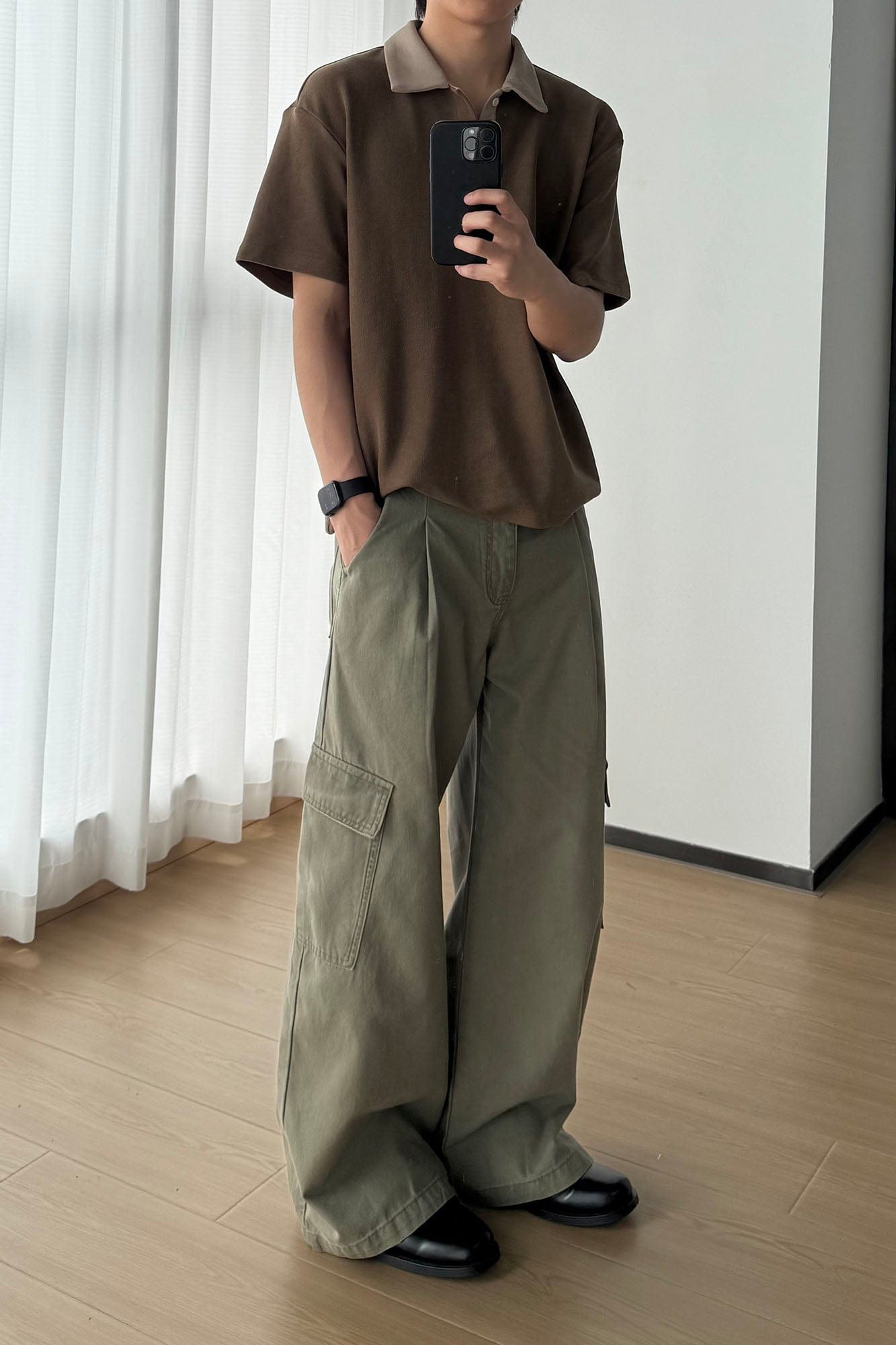 OKAYTHXBYE Pleated Utility Baggy Cargo Pants-Pants-Black-S-Free Shipping Leatheretro