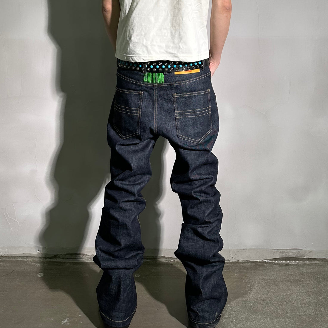 PCCVISION Contrast-Stitch Embroidered Raw Jeans-Jeans-XS-Free Shipping Leatheretro