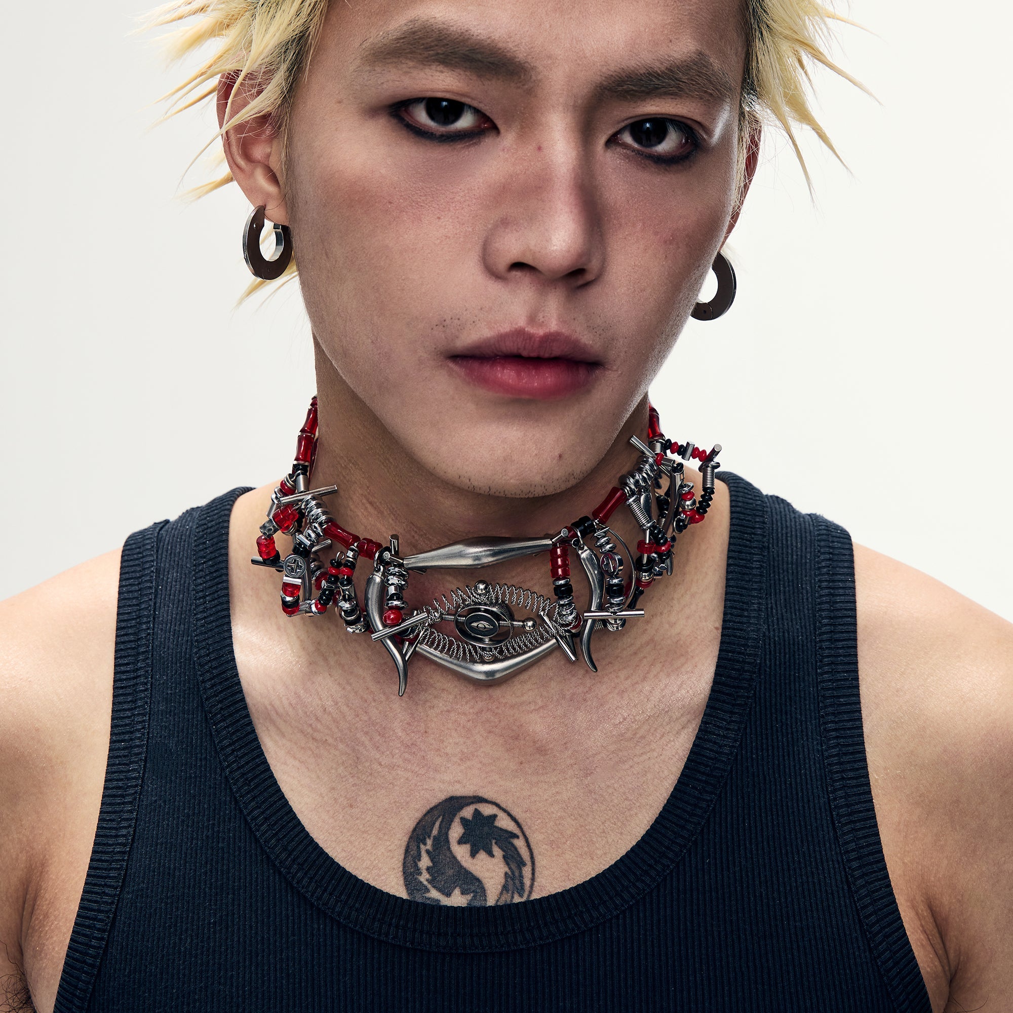 NUNKNOTX Red-Eye Mechanism Choker-Earring-Standard Length (Preorder)-Free Shipping Leatheretro