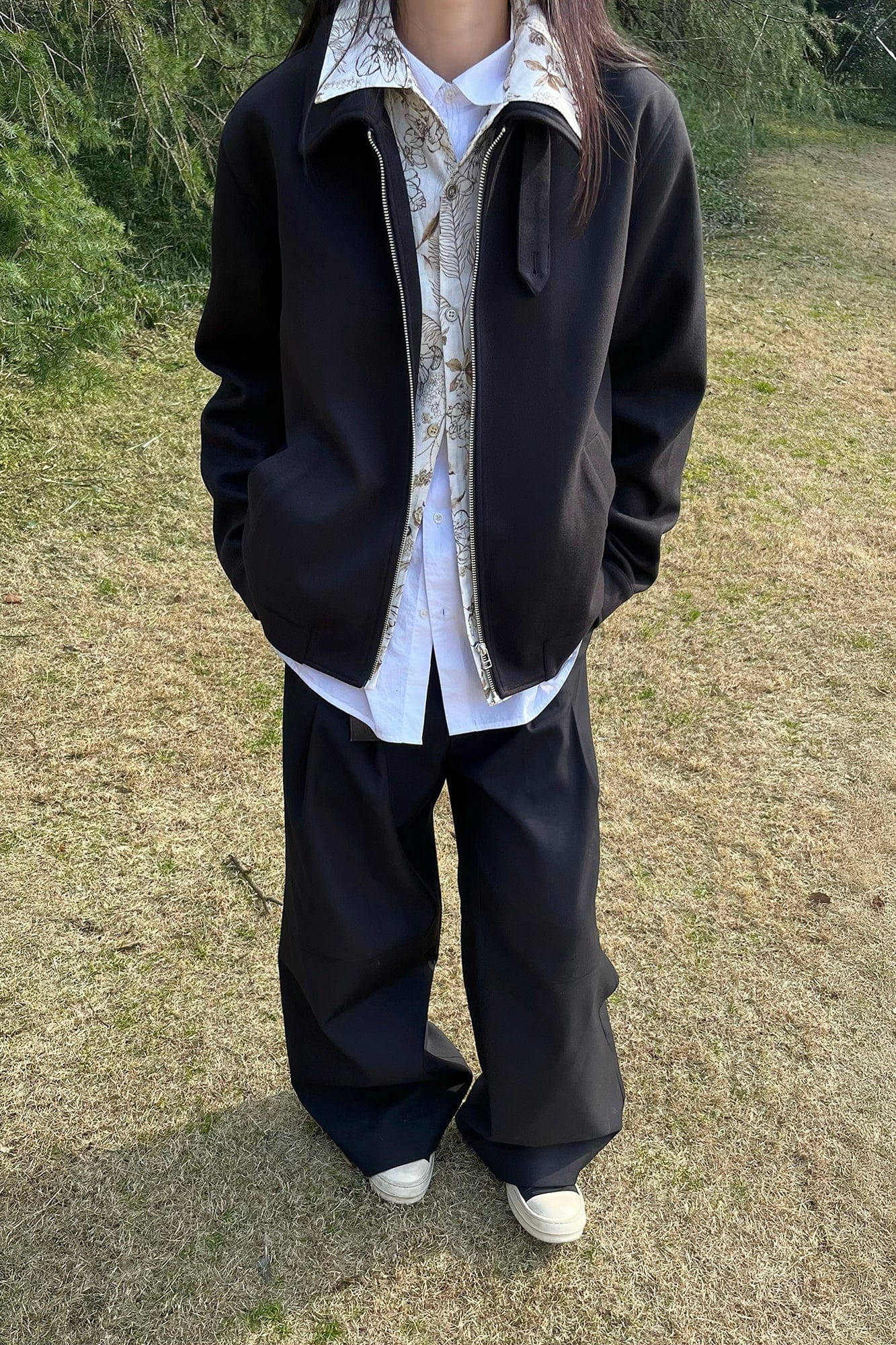 OKAYTHXBYE Double-Layer Floral Zip Jacket-Jacket-S-Free Shipping Leatheretro