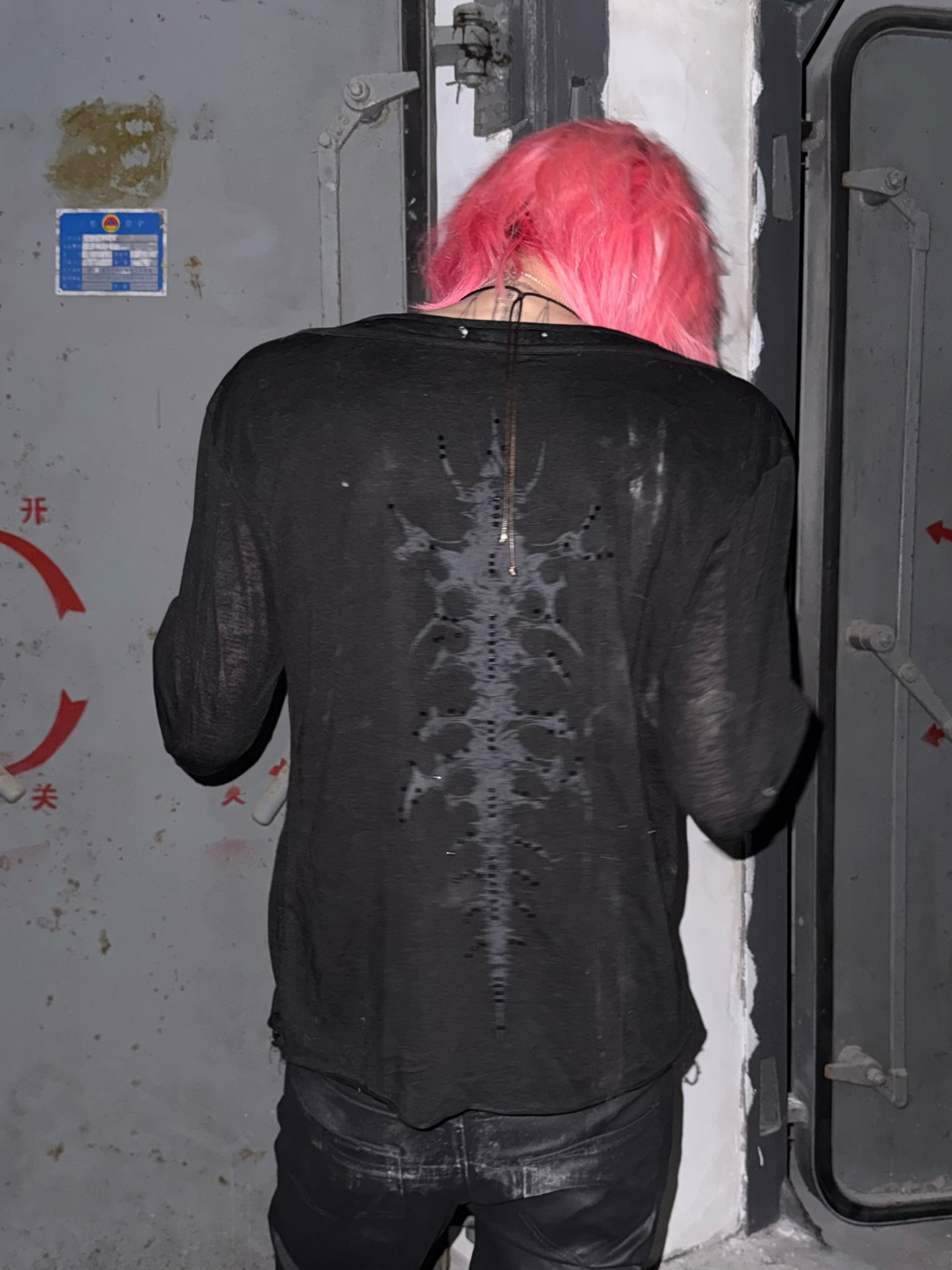TH4SWE Layered Diamond Spine Graphic Henley Long-Sleeve Tee-L/S Tee-S-Free Shipping Leatheretro