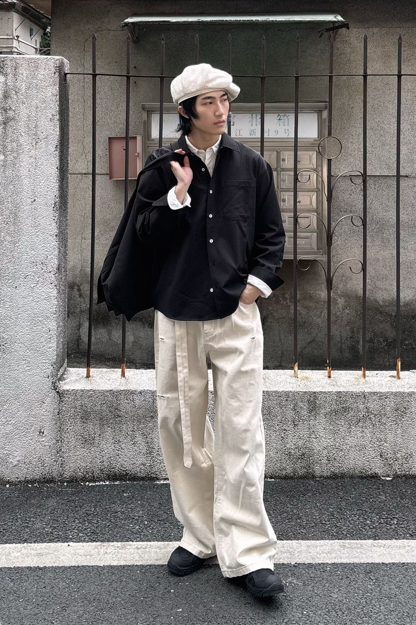 OKAYTHXBYE Detachable Houndstooth Belt Distressed Wide-Leg Jeans-Jeans-S-Free Shipping Leatheretro