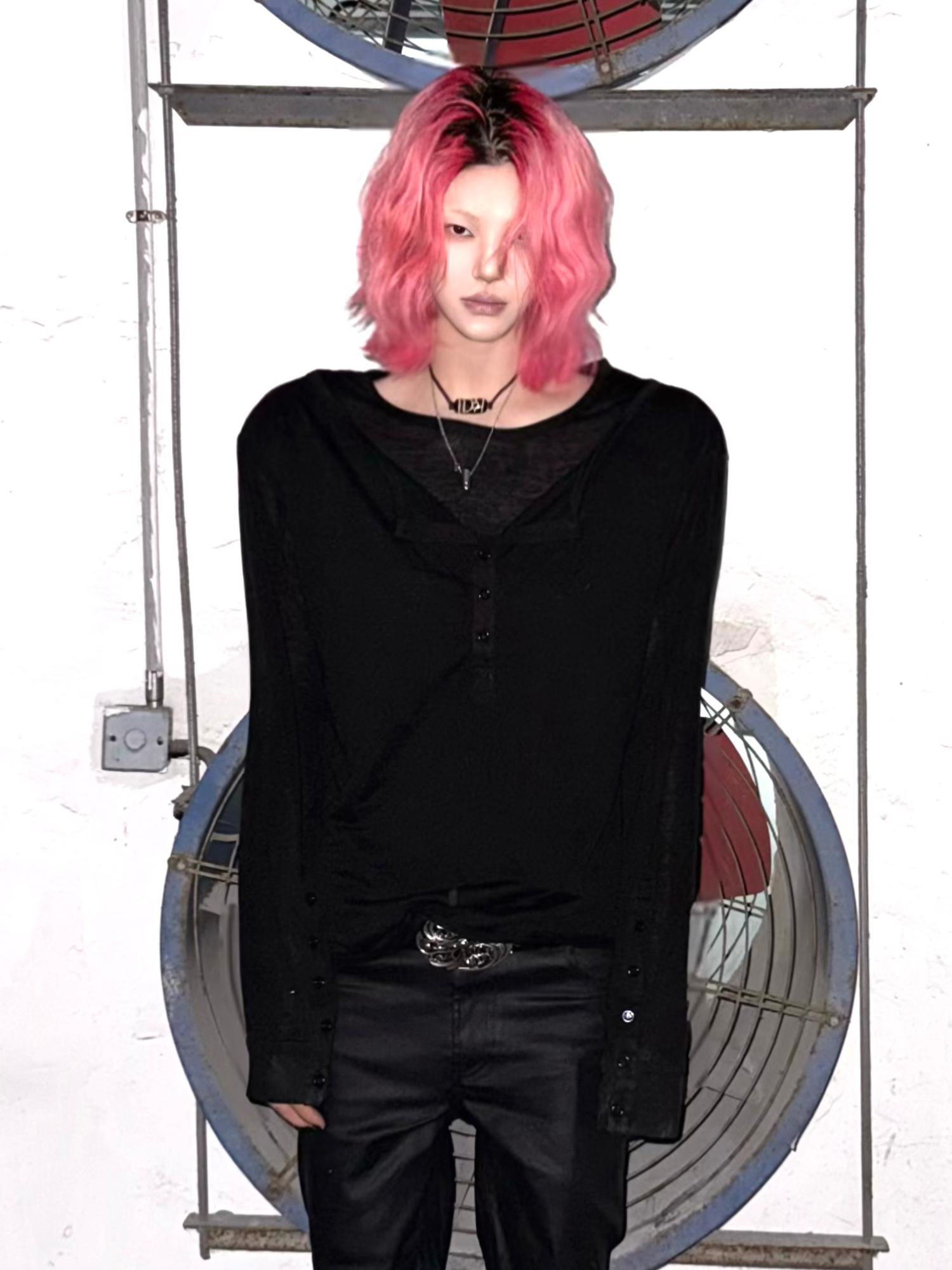 TH4SWE Layered Diamond Spine Graphic Henley Long-Sleeve Tee-L/S Tee-S-Free Shipping Leatheretro