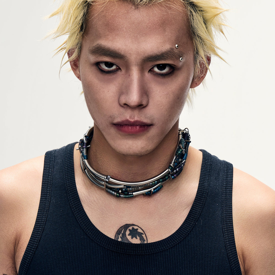 NUNKNOTX Layered Industrial Tube Collar-Earring-Standard Length (Preorder)-Free Shipping Leatheretro