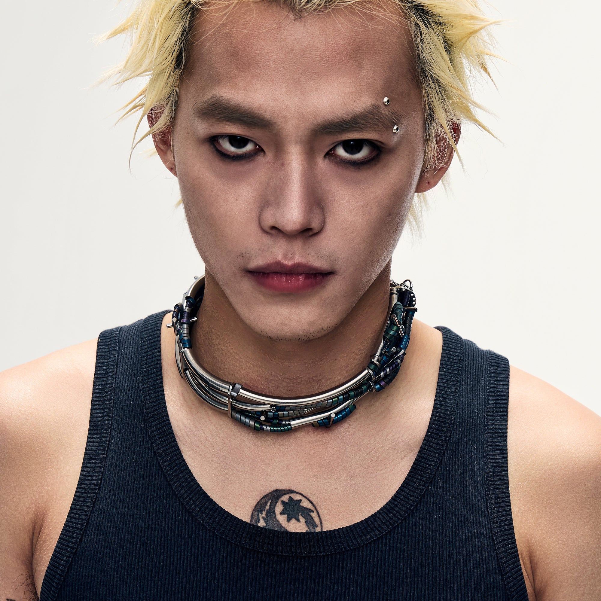 NUNKNOTX Layered Industrial Tube Collar-Earring-Standard Length (Preorder)-Free Shipping Leatheretro