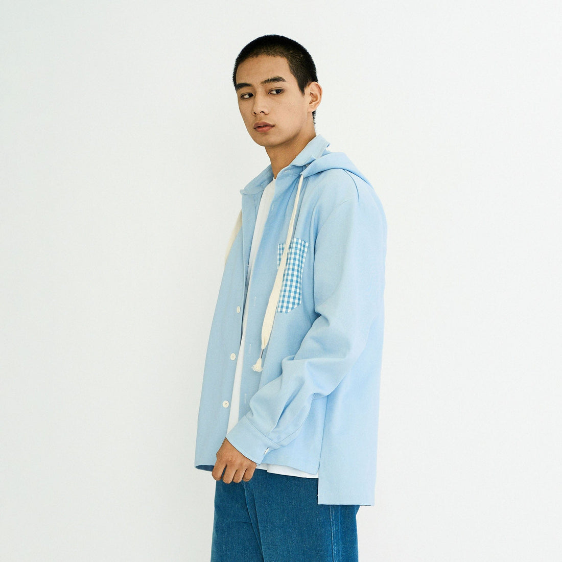 WIID Checks Pocket Hooded Shirt-Shirt-M-Free Shipping Leatheretro