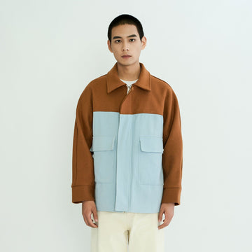 WIID Contrast Panel Wool-Blend Jacket-Jacket-M-Free Shipping Leatheretro