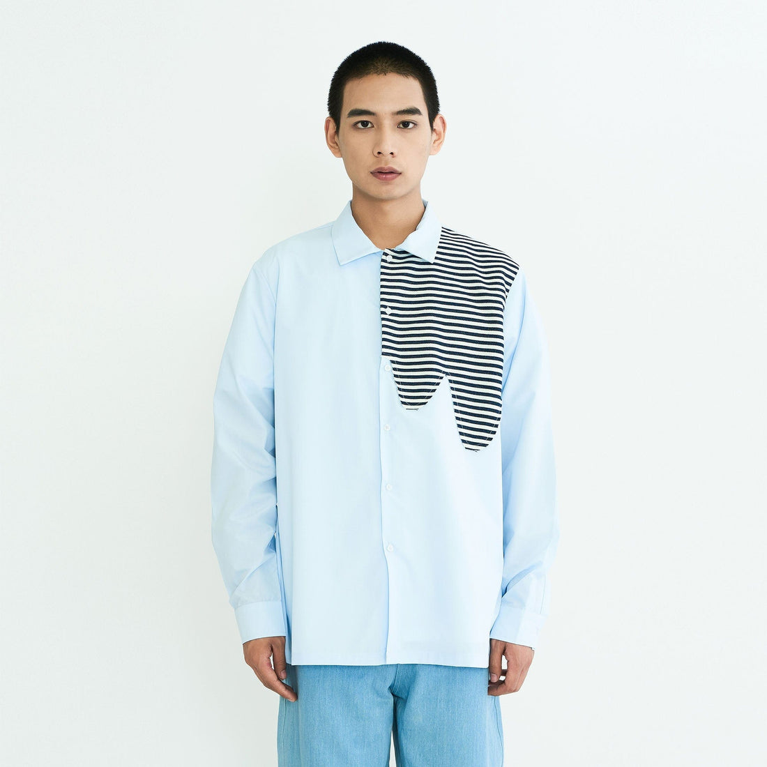 WIID Stripes Asymmetrical Patch Shirt-Shirt-M-Free Shipping Leatheretro