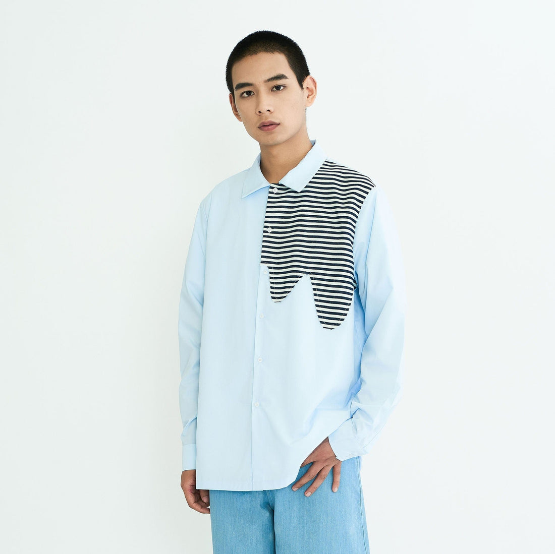 WIID Stripes Asymmetrical Patch Shirt-Shirt-M-Free Shipping Leatheretro