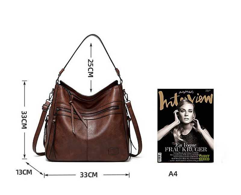 Winter Vintage PU Leather Tassel Handbag-Handbags-Black-Free Shipping Leatheretro