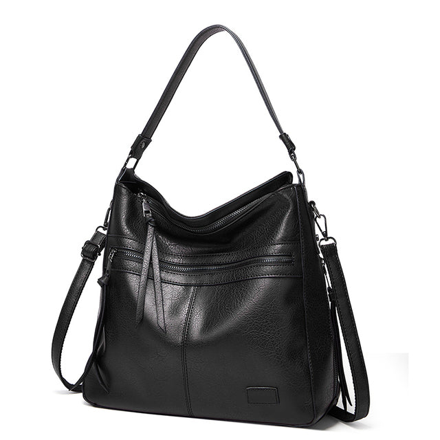 Winter Vintage PU Leather Tassel Handbag-Handbags-Black-Free Shipping Leatheretro