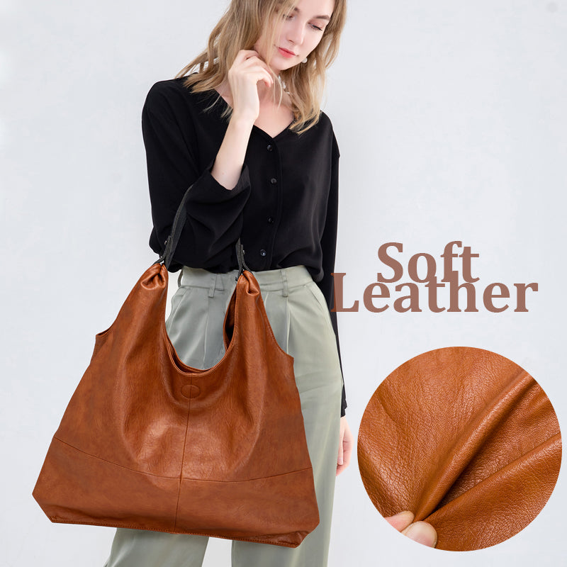 Women Genuine Leather Large Capacity Handbag-Tote Bag-Burgundy-Free Shipping Leatheretro
