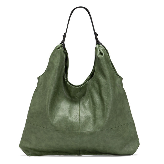 Women Genuine Leather Large Capacity Handbag-Tote Bag-Green-Free Shipping Leatheretro