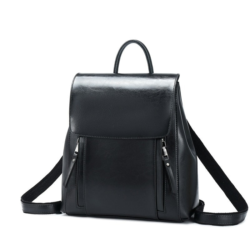 Women Genuine Leather Shoulder Backpack-Backpacks-Black-Free Shipping Leatheretro
