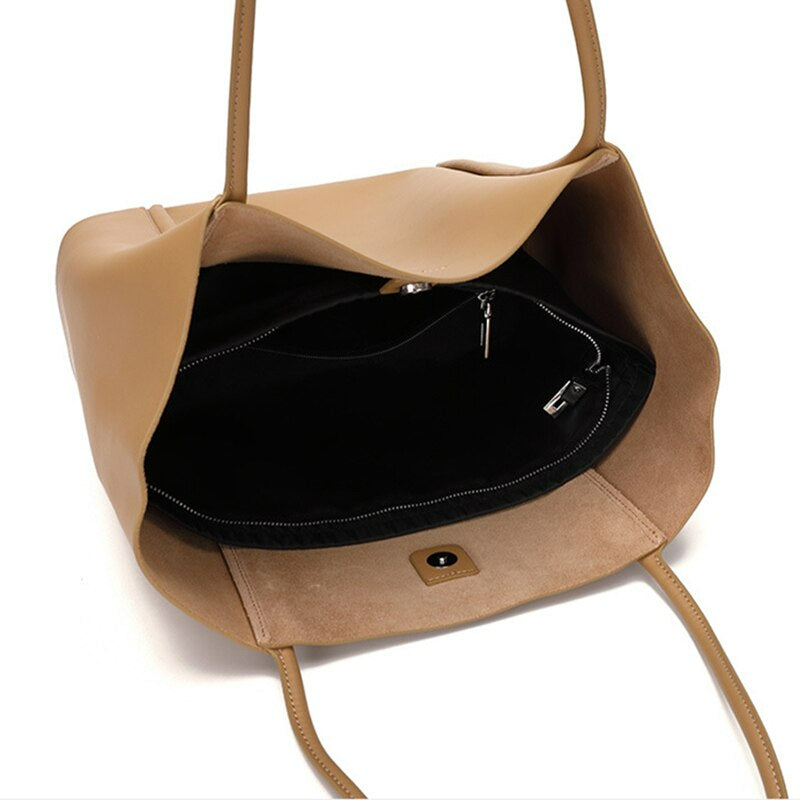 Large Luxury Leather Shoulder Bag Women Tote Bag-Tote Bag-Brown-Free Shipping Leatheretro