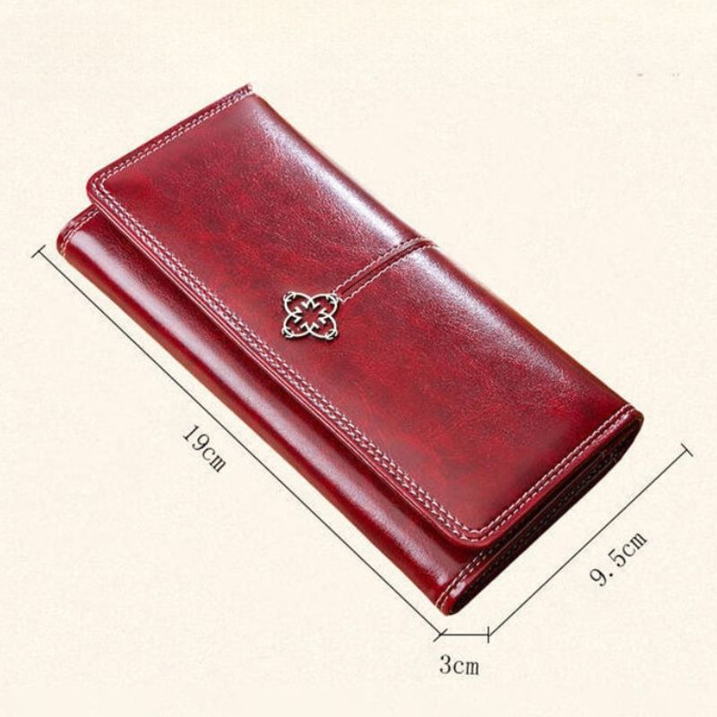 Women's Leather luxury Long Wallet-Wallets & Money Clips-Khaki-Free Shipping Leatheretro