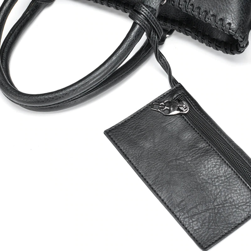 Women Leather Skull Handbag-Handbags-Black-Free Shipping Leatheretro