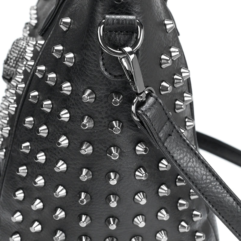Women Leather Skull Handbag-Handbags-Black-Free Shipping Leatheretro