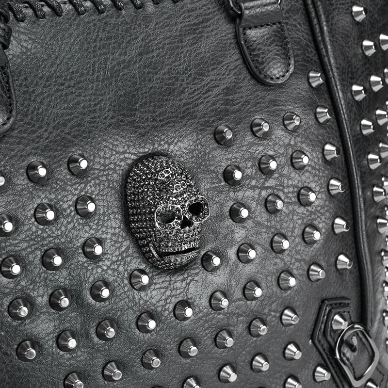 Women Leather Skull Handbag-Handbags-Black-Free Shipping Leatheretro