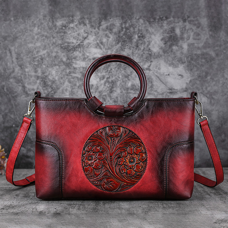 Women Retro Handmade Embossed Shoulder Bag-Handbags-Red-Free Shipping Leatheretro