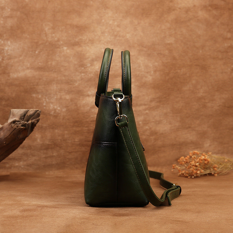 Women Retro Handmade Embossed Shoulder Bag-Handbags-Green-Free Shipping Leatheretro