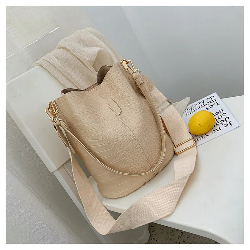 Women Shoulder Crocodile Crossbody Bag-Handbags-Beige-Free Shipping Leatheretro