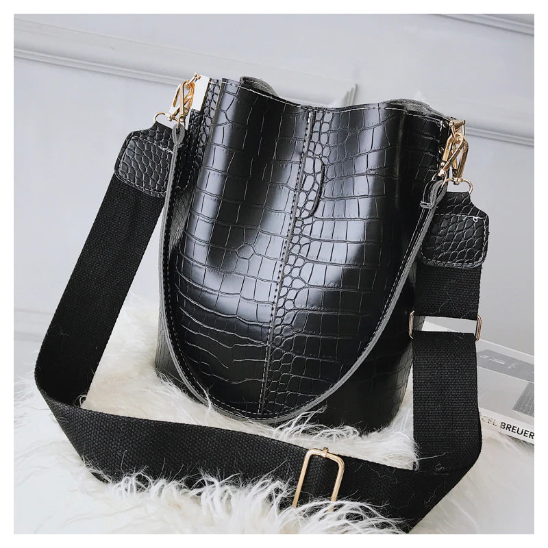 Women Shoulder Crocodile Crossbody Bag-Handbags-Black-Free Shipping Leatheretro
