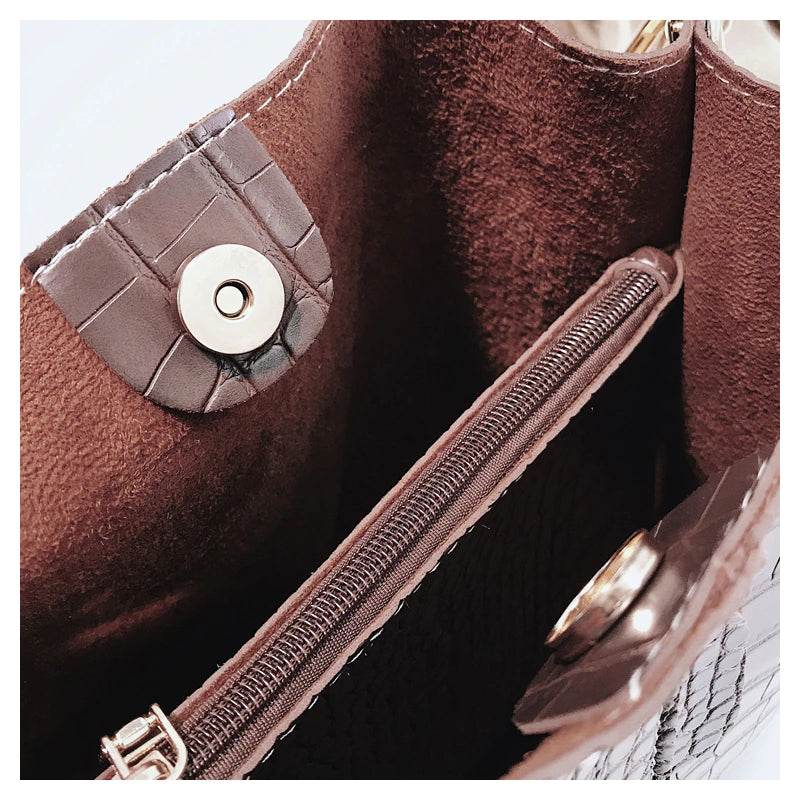 Women Shoulder Crocodile Crossbody Bag-Handbags-Auburn-Free Shipping Leatheretro