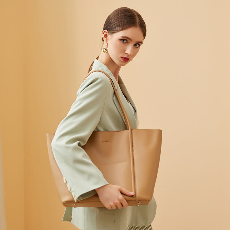 Large Luxury Leather Shoulder Bag Women Tote Bag-Tote Bag-Brown-Free Shipping Leatheretro