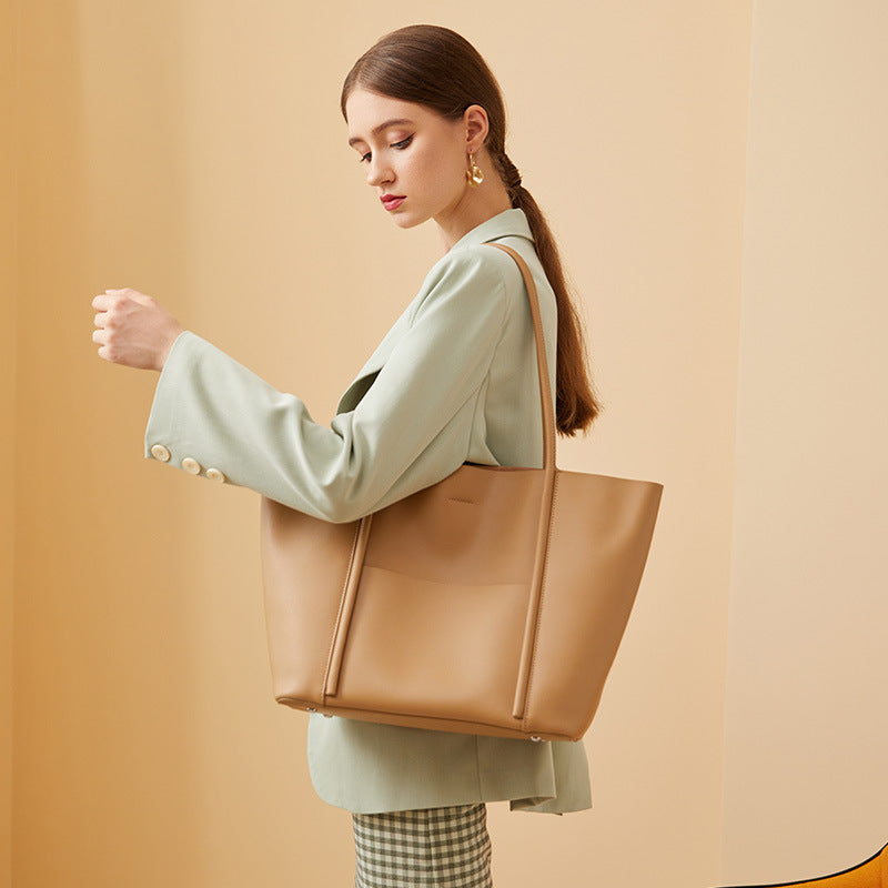 Large Luxury Leather Shoulder Bag Women Tote Bag-Tote Bag-Brown-Free Shipping Leatheretro