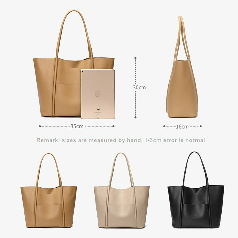 Large Luxury Leather Shoulder Bag Women Tote Bag-Tote Bag-Brown-Free Shipping Leatheretro