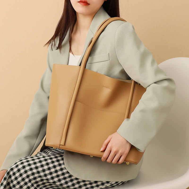 Large Luxury Leather Shoulder Bag Women Tote Bag-Tote Bag-Brown-Free Shipping Leatheretro
