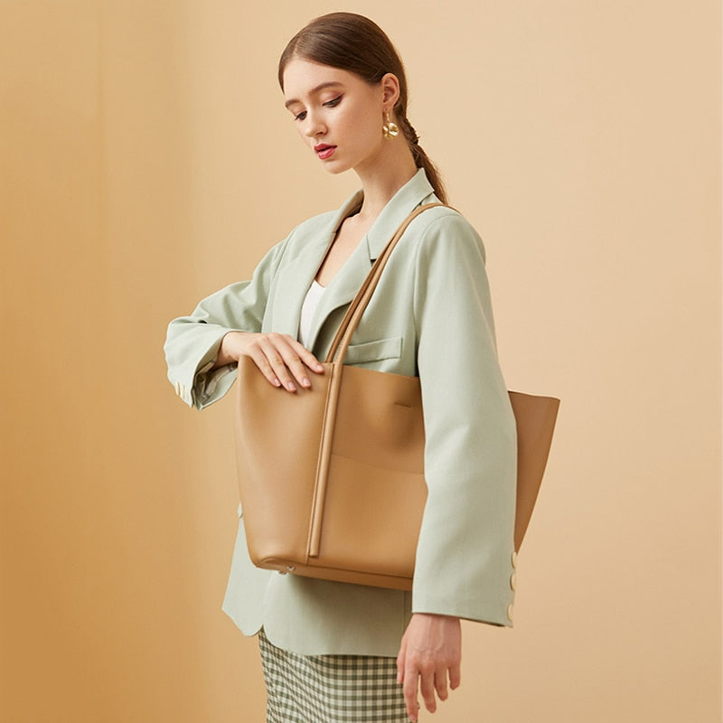 Large Luxury Leather Shoulder Bag Women Tote Bag-Tote Bag-Brown-Free Shipping Leatheretro
