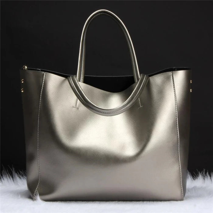 Women's Class Crossbody Bag Large Capacity Tote-Tote Bag-Silver-Free Shipping Leatheretro
