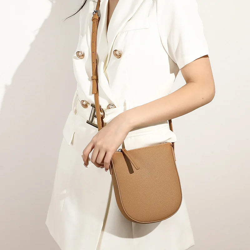 Women's Genuine Leather Messenger Phone Bag-Clutch-Dark Brown-Free Shipping Leatheretro