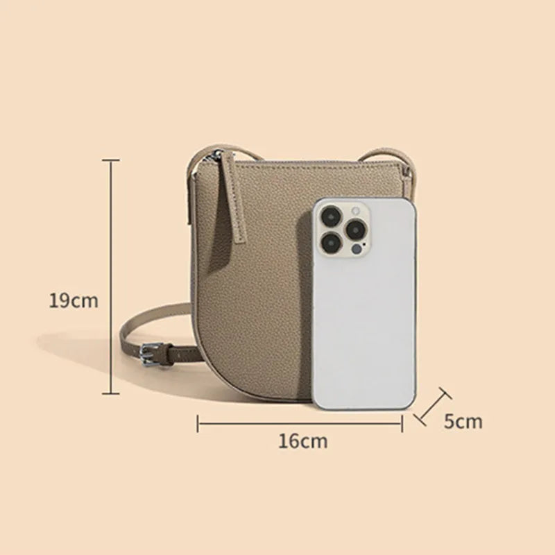 Women's Genuine Leather Messenger Phone Bag-Clutch-Dark Brown-Free Shipping Leatheretro