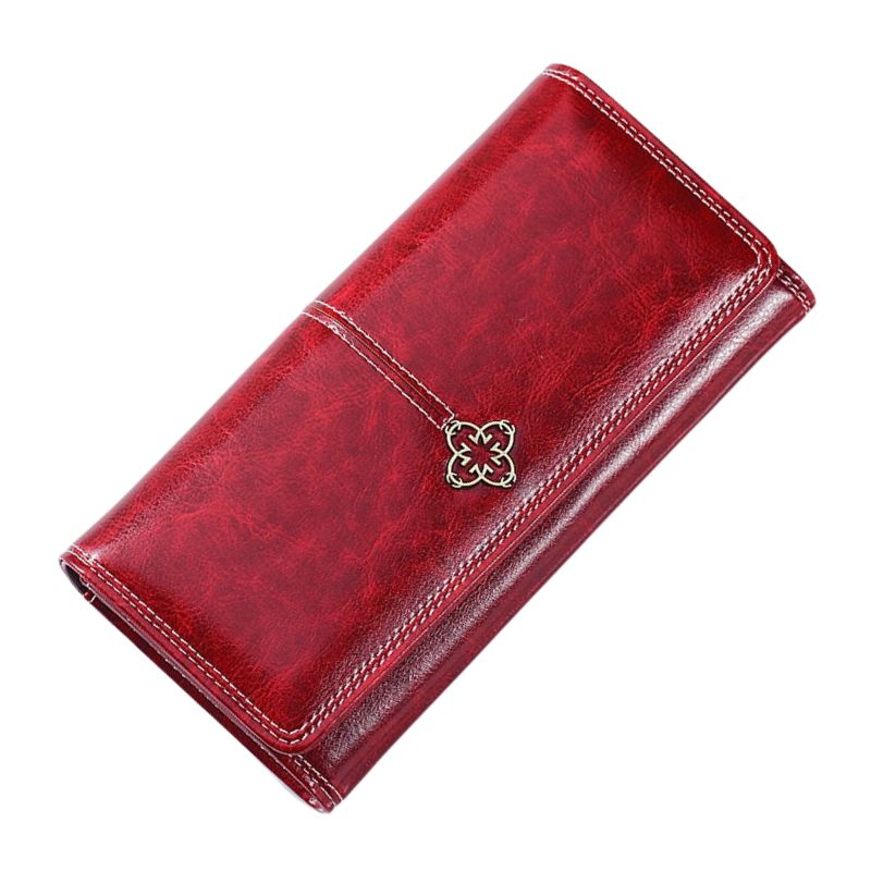 Women's Leather luxury Long Wallet-Wallets & Money Clips-Khaki-Free Shipping Leatheretro